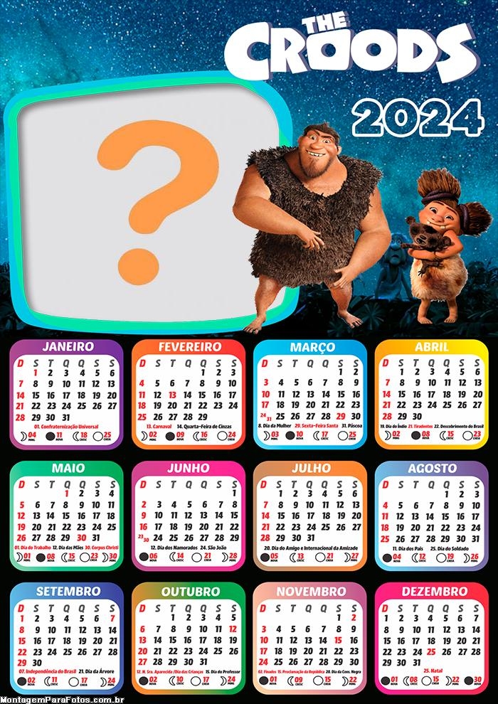 Calendário 2024 Colagem Moldura Online The Croods