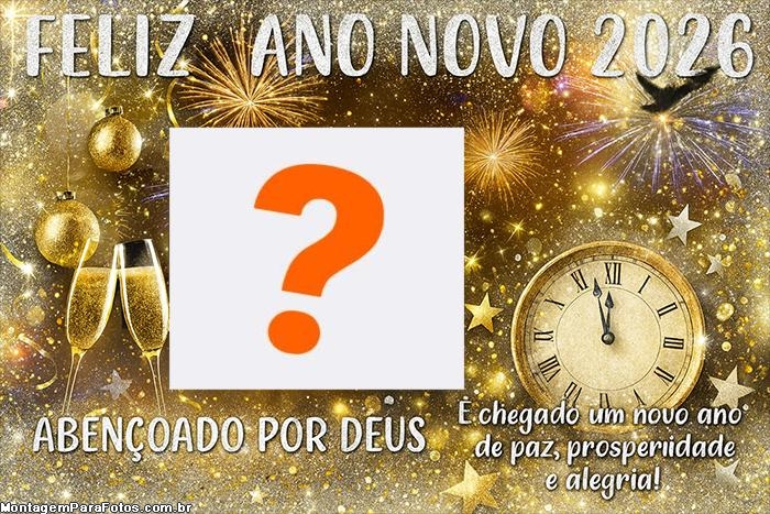 Ano Abençoado por Deus Feliz 2026 colagem de fotos online