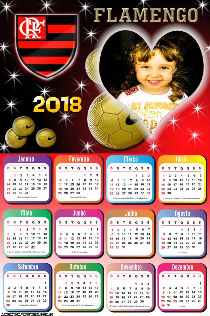 Calendário 2018 Flamengo Coração