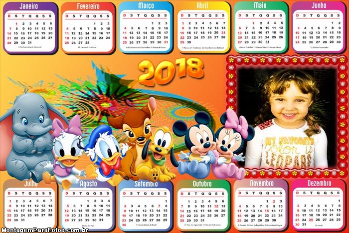 Calendário 2018 Horizontal Disney Baby