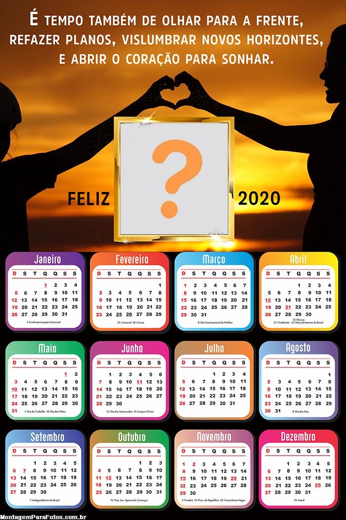 Calendario 2020 E Tempo De Abrir O Coracao Montagem De Fotos abrir calendario