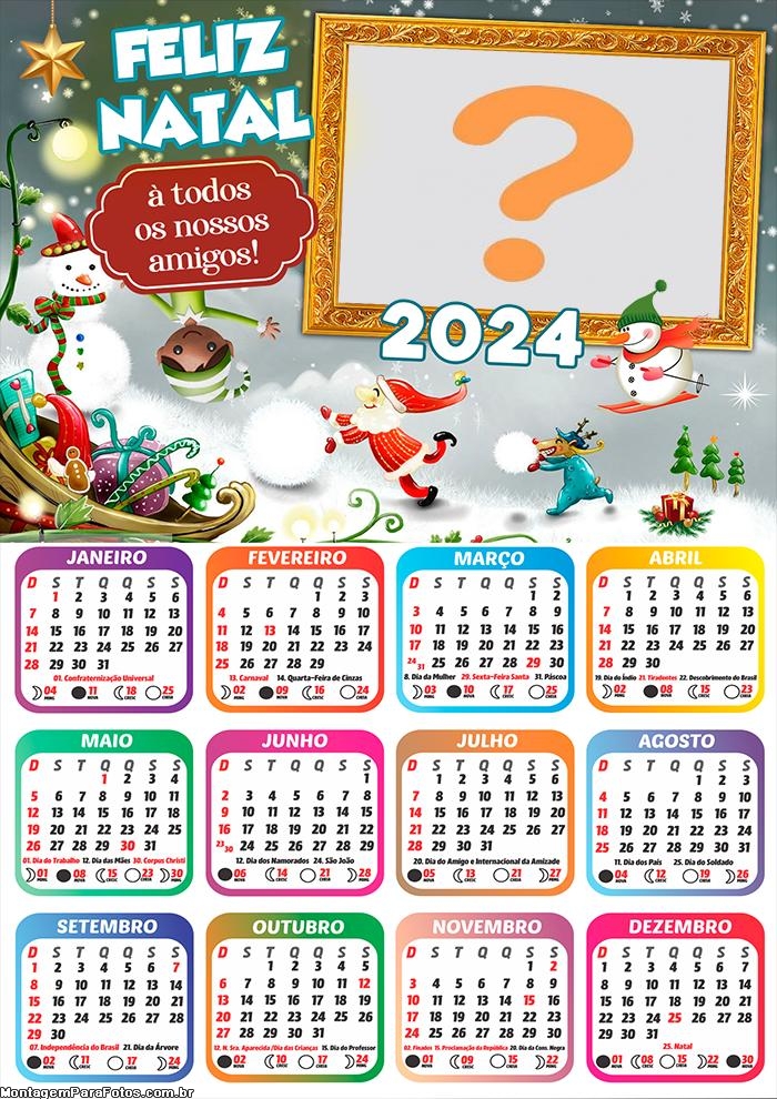 Fazer Foto Montagem Calendário 2024 Feliz Natal para Nossos Amigos