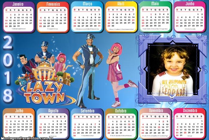 Calendário 2018 Horizontal Lazy Town