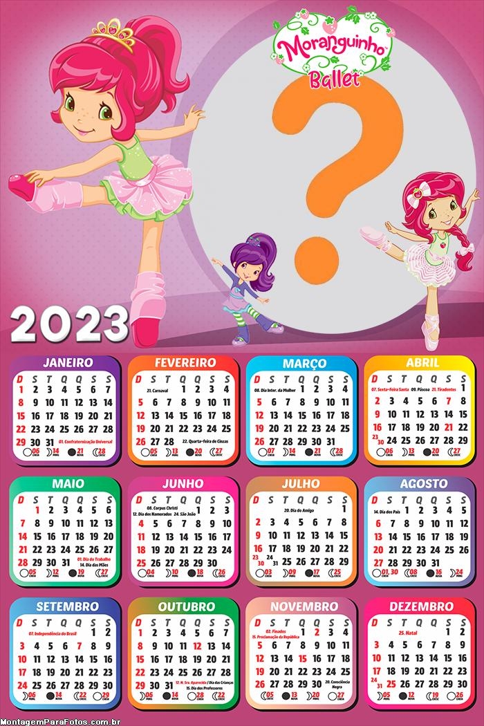 Calendário 2023 Ballet Moranguinho Moldura Online