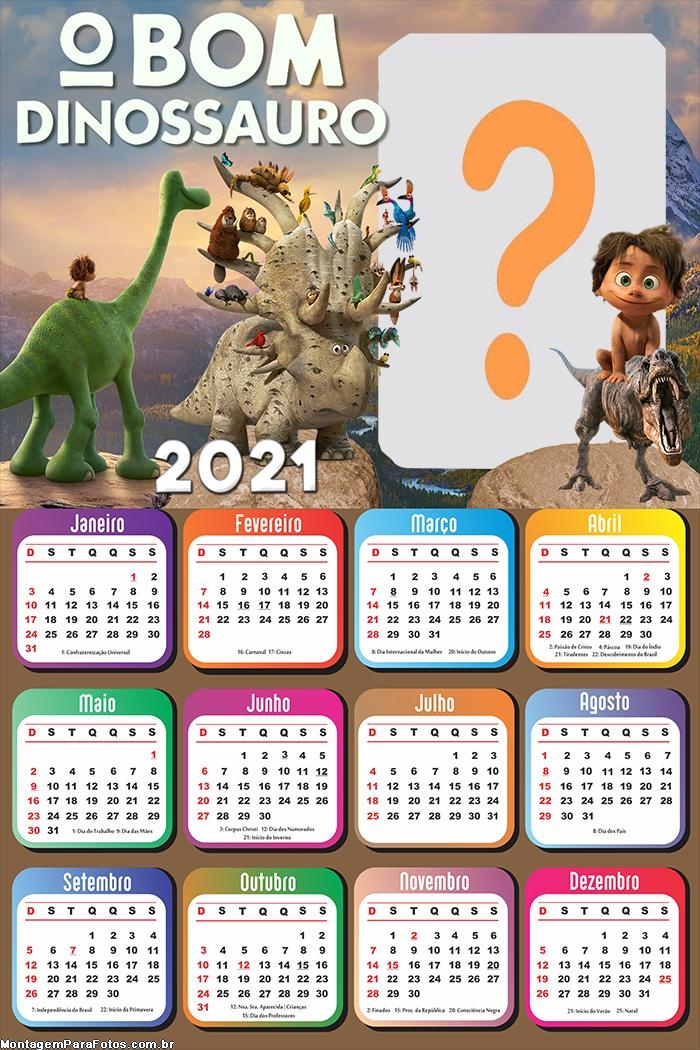 Calendário 2021 O Bom Dinossauro Montar Foto