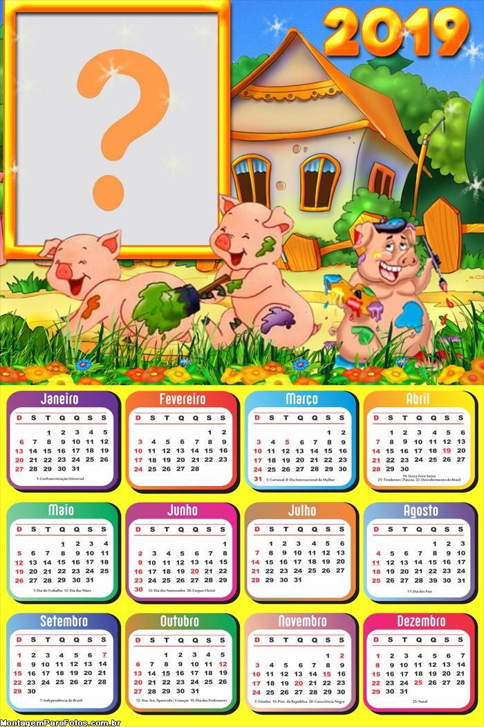 Calendário 2019 Os Três Porquinhos