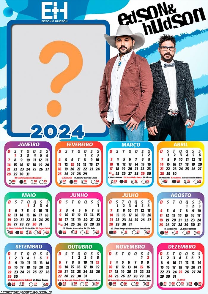 Calendário 2024 Edson e Hudson Criar Online