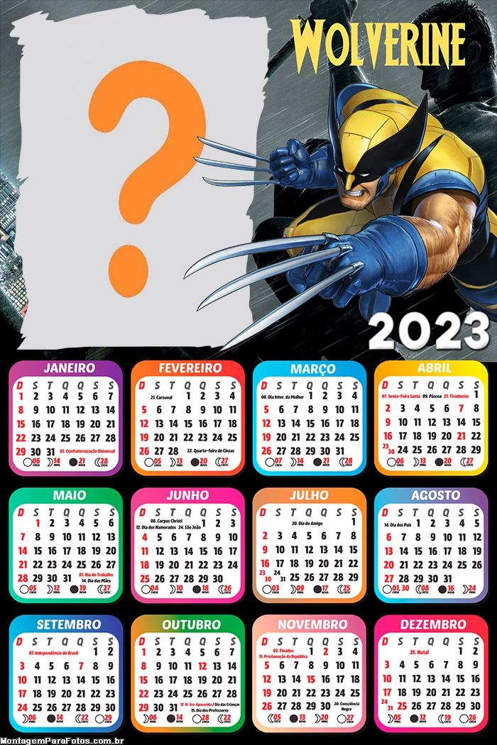 Calendário 2023 Wolverine Foto Moldura Grátis