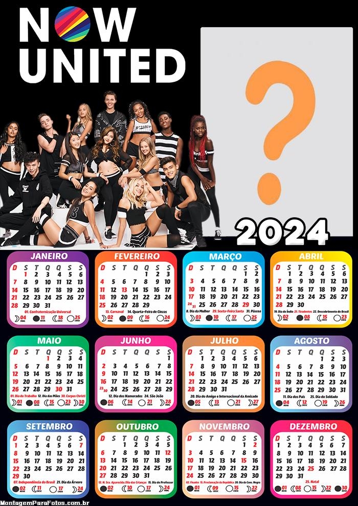 Foto Grátis Montagem Calendário 2024 Now United