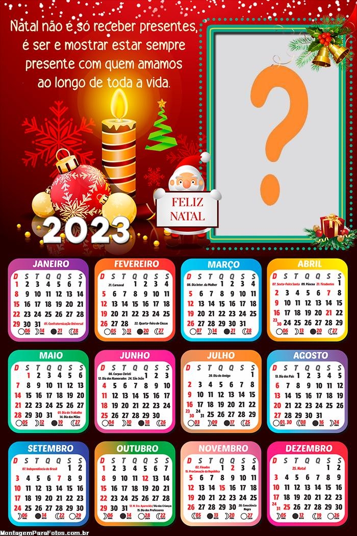 Calendário 2023 Presente com quem Amamos Feliz Natal Colagem Online