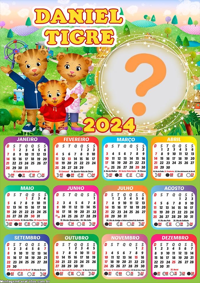 Gratuito Foto Montagem Calendário 2024 Daniel Tigre