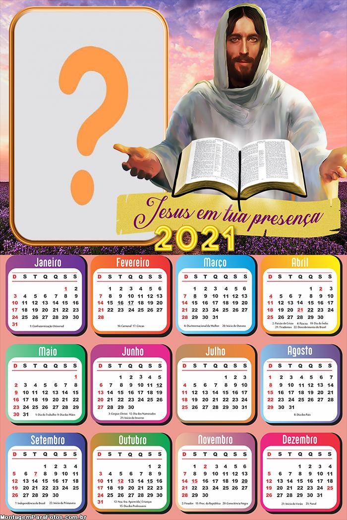 Calendário 2021 Jesus em Tua Presença Juntar Fotos