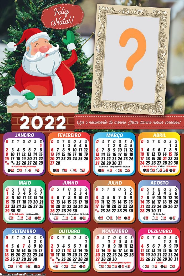 Calendário 2022 Papai Noel Chaminé Foto Colagem