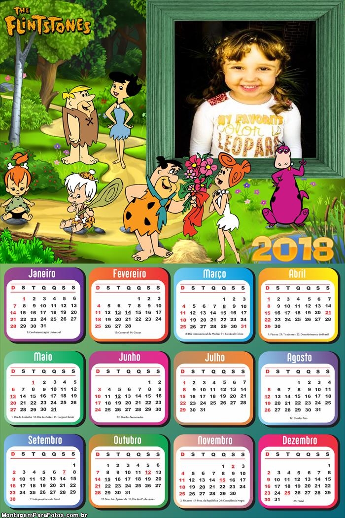 Calendário 2018 dos Flinstones