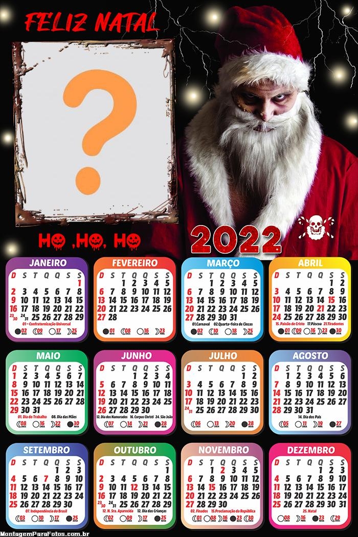 Calendário 2022 Papai Noel Malvado para Fotos