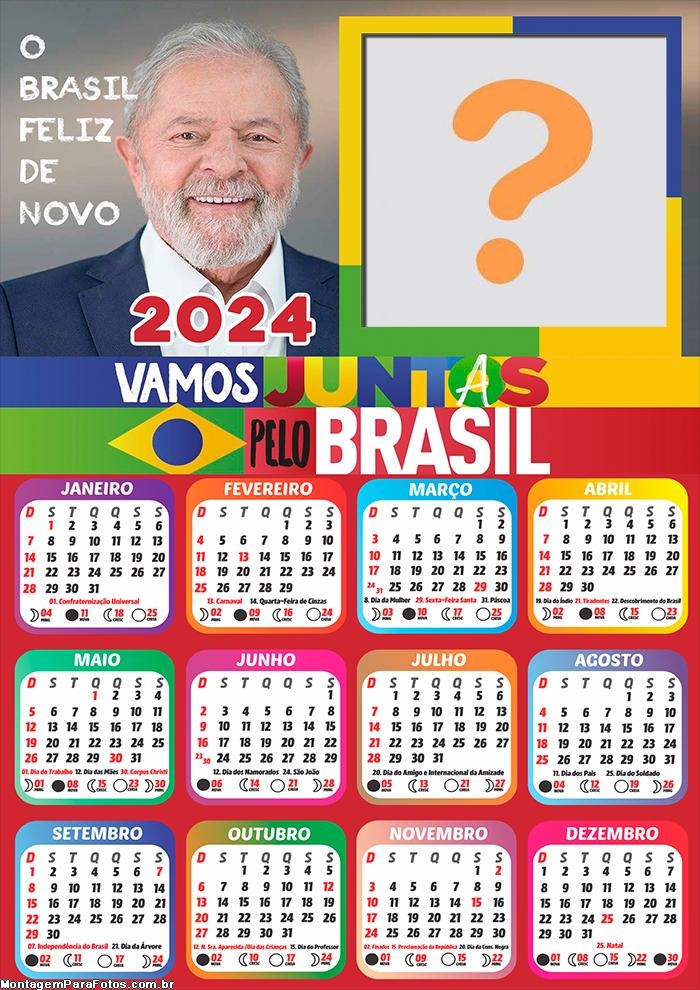 Calendário 2024 Lula Foto Montagem