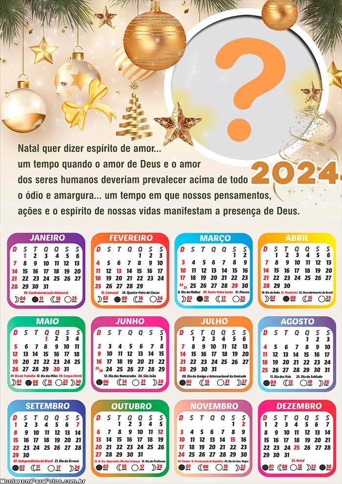 Calendário 2024 Espírito de Amor Feliz Natal Colar Online