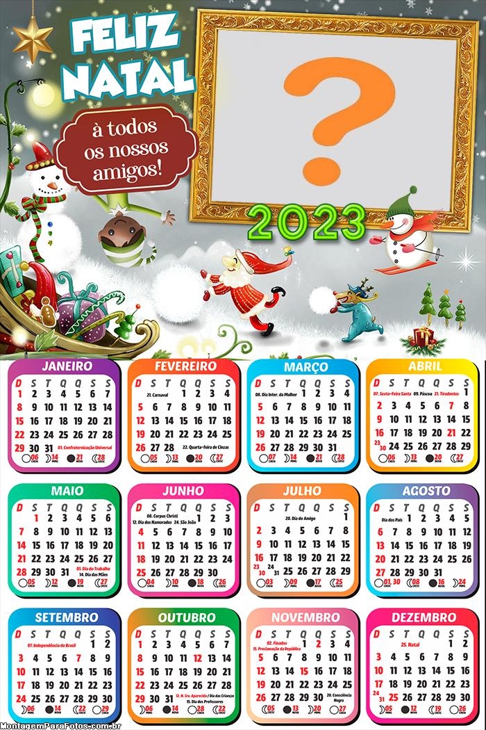 Calendário 2023 Feliz Natal para Nossos Amigos Virtual Online