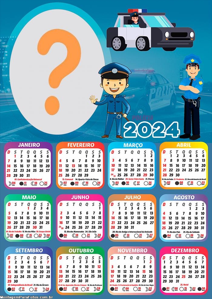 Calendário 2024 Polícia Juntar Foto Grátis