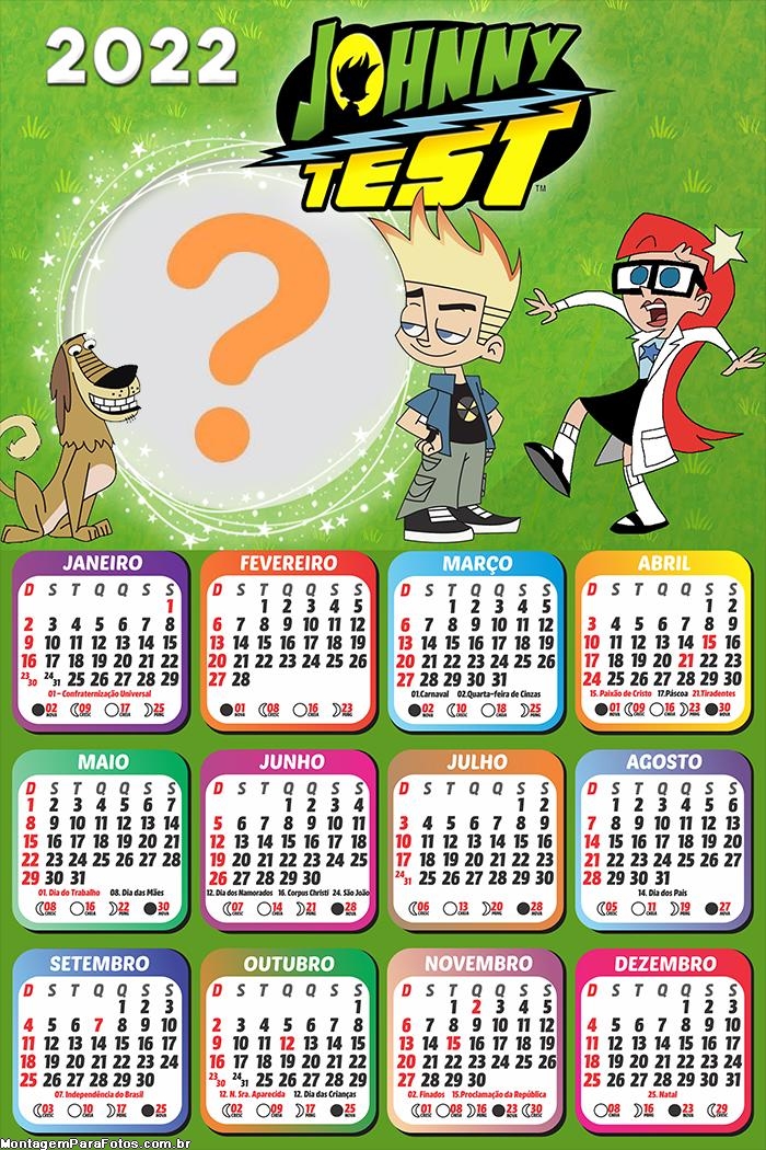 Calendário 2022 Fazer Grátis Johnny Test