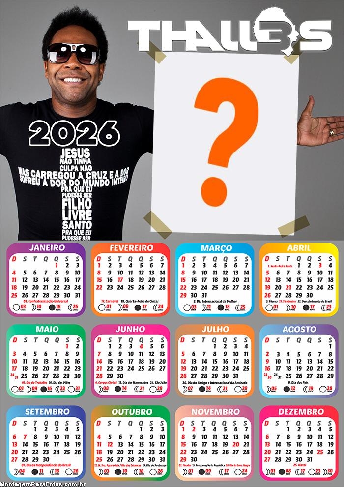 Calendário 2026 Thalles Roberto para FotoMontagem