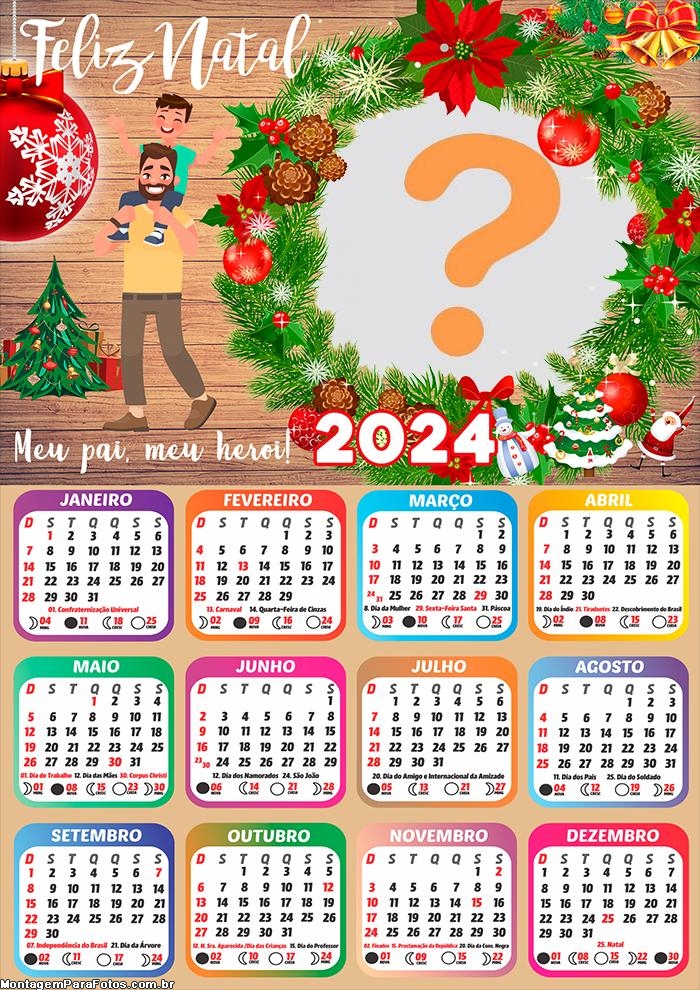 Fazer Montagem Online Calendário 2024 Feliz Natal para meu Papai