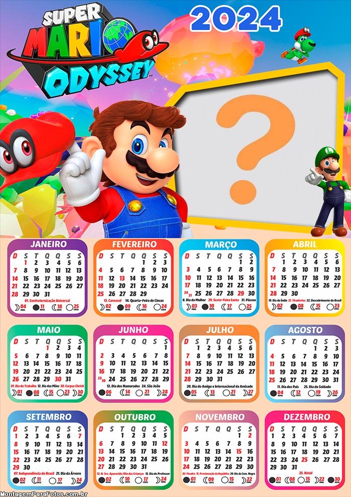 Calendário 2024 Super Mario Odyssey Montar Foto Grátis