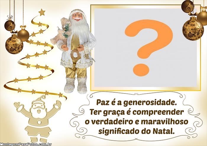 Moldura de Foto Online Papai Noel Branco Dourado