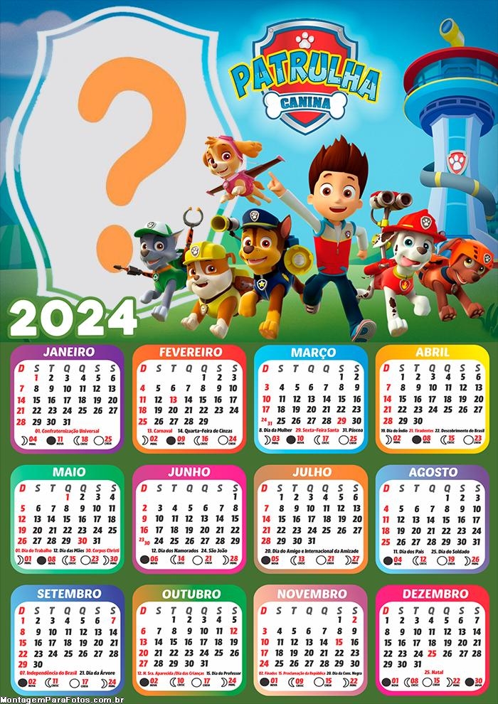 Calendário 2024 Patrulha Canina Fazer Montagem