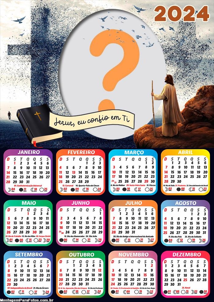 Calendário 2024 Jesus Eu confio em Vós Colagem Online de Imagem