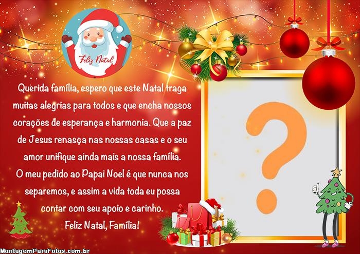 Mensagem de Feliz Natal Querida Família Online Grátis