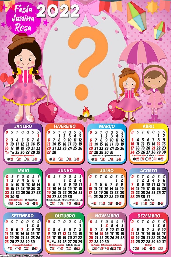 Calendário 2022 Festa Junina para Meninas