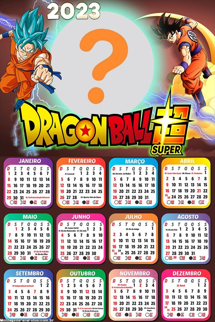 Calendário 2023 Virtual Dragon Ball Super Foto Colagem