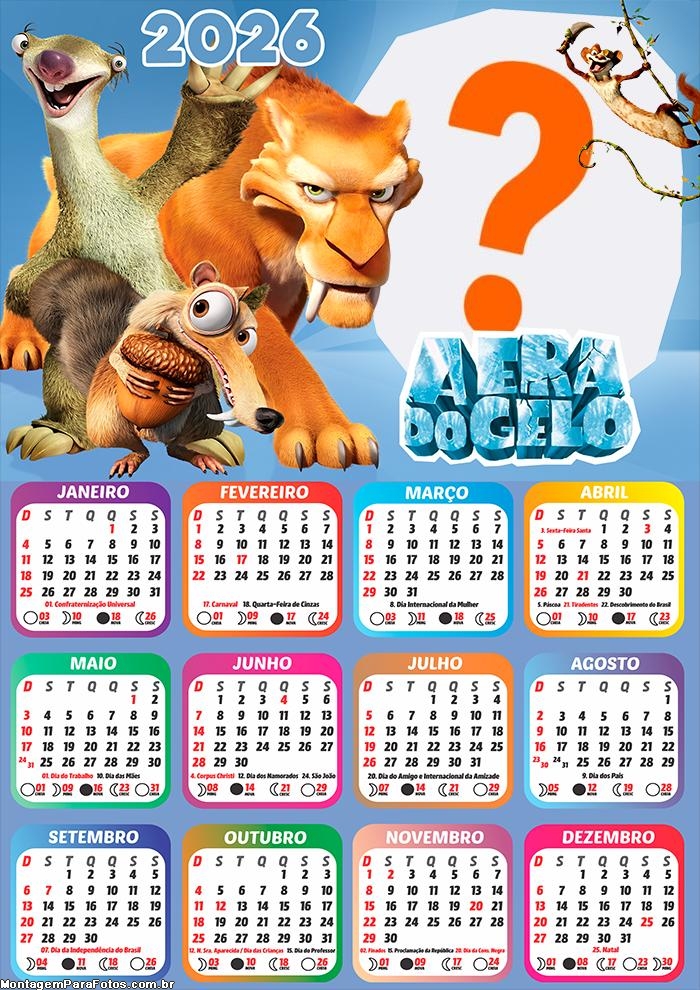 Foto Montagem Calendário 2026 A Era do Gelo