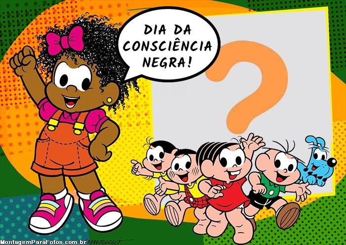 Consciência Negra Turma da Mônica Moldura