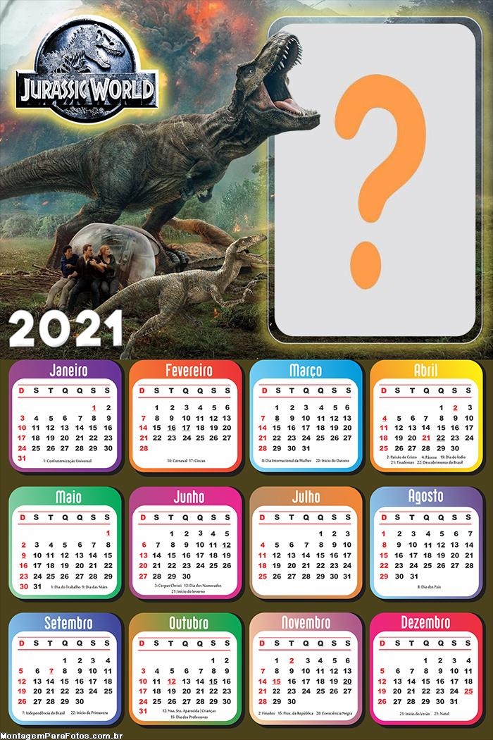 Moldura Calendário 2021 Jurassic World