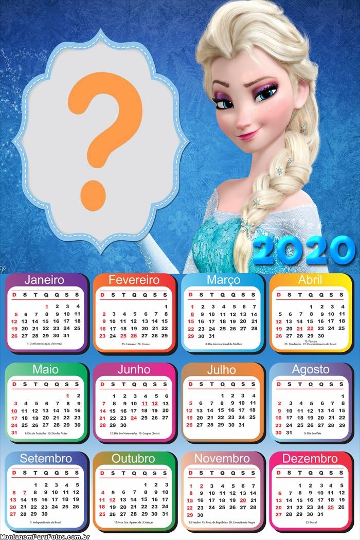Foto Moldura Calendário 2020 Elsa Frozen