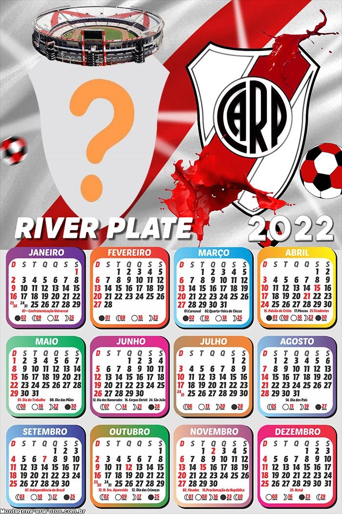 Calendário 2022 River Plate Colagem de Foto