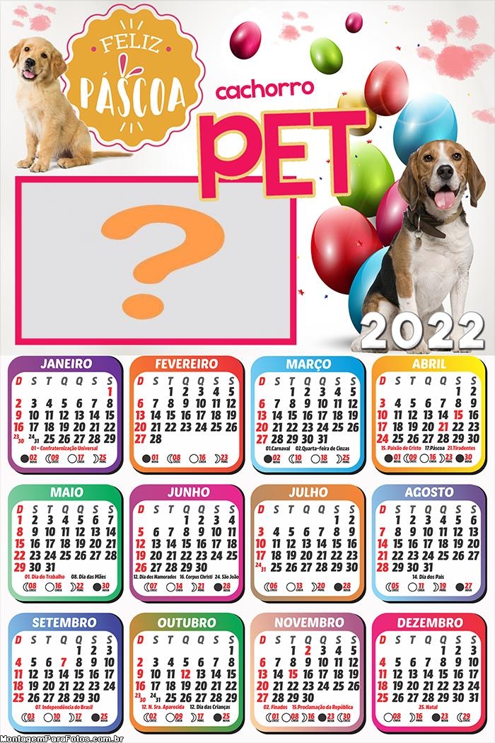 Calendário 2022 Páscoa PET Foto Moldura Grátis