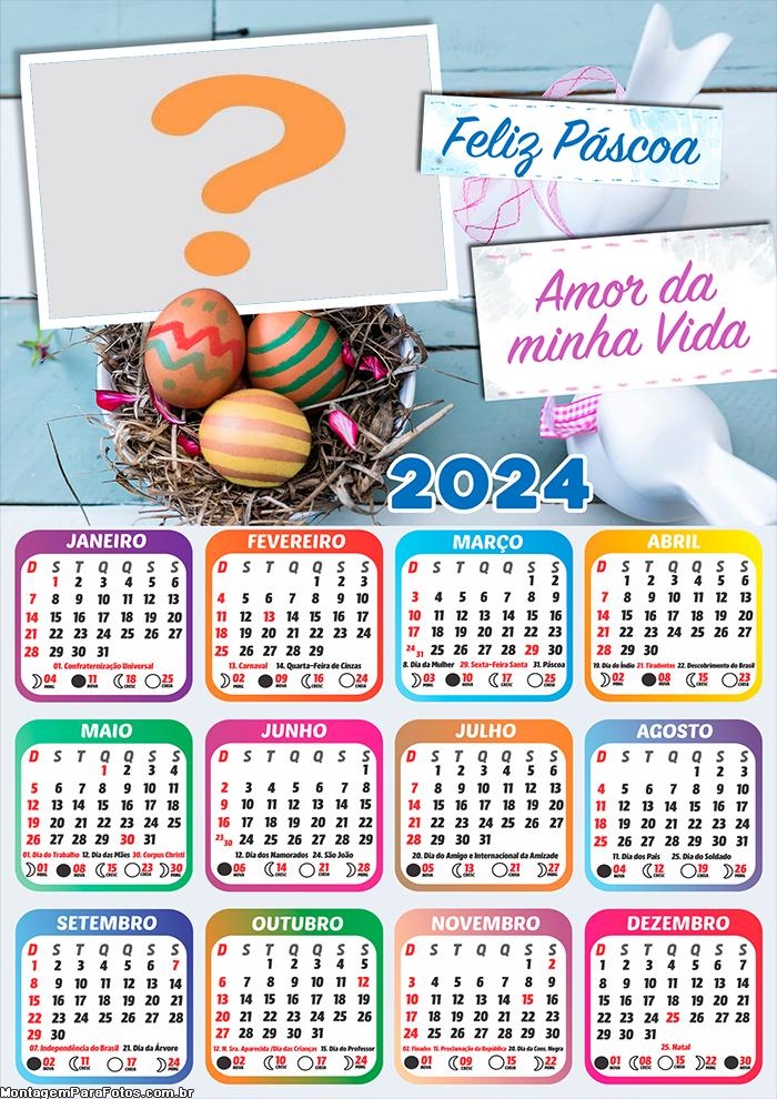 Foto Calendário 2024 Feliz Páscoa Amor da Minha Vida