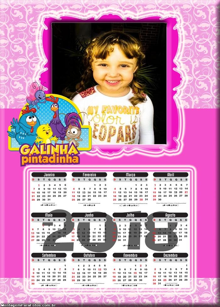 Calendário 2018 Rosa da Galinha Pintadinha