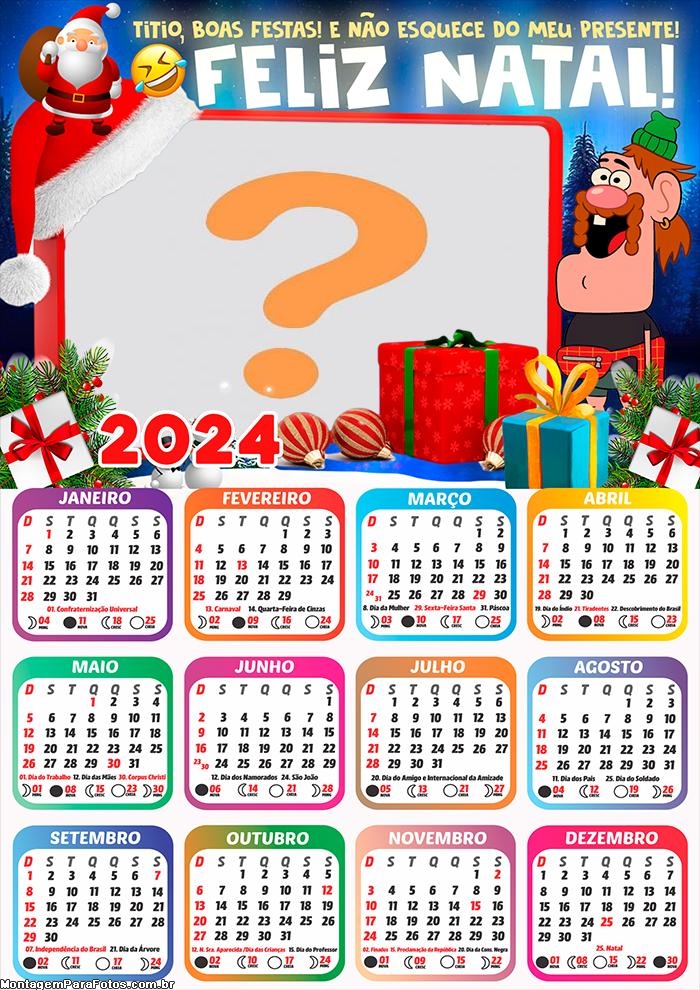 Juntar Foto Online Calendário 2024 Feliz Natal Tio e Boas Festas