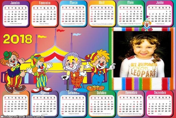 Calendário 2018 Circo Infantil Horizontal