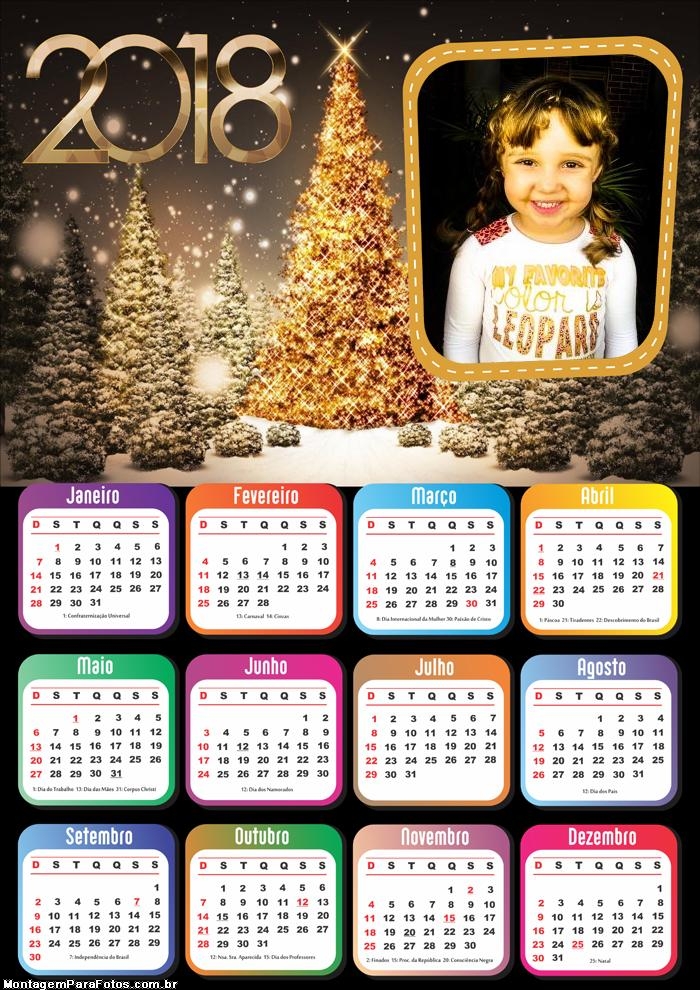 Árvores Iluminadas de Natal Calendário 2018