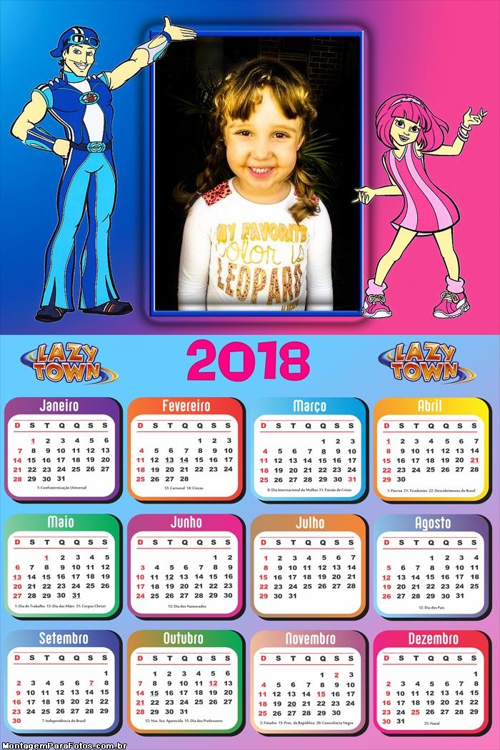 Calendário 2018 Desenho LazyTown