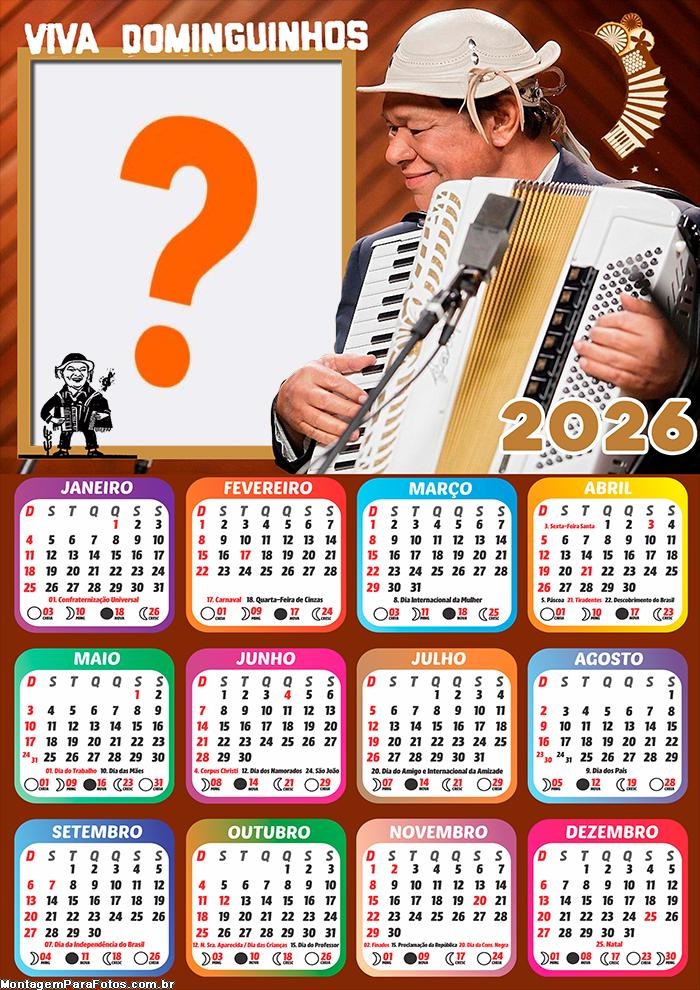 Calendário 2026 Dominguinhos Colagem Online