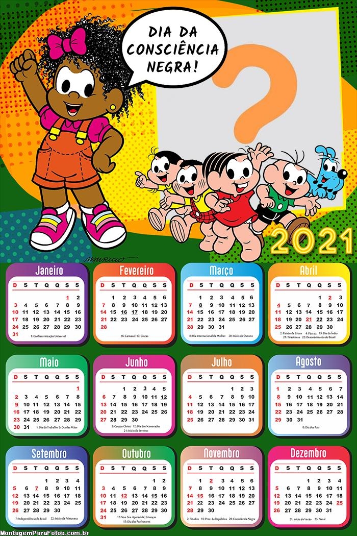 Calendário 2021 Turma da Mônica Consciência Negra