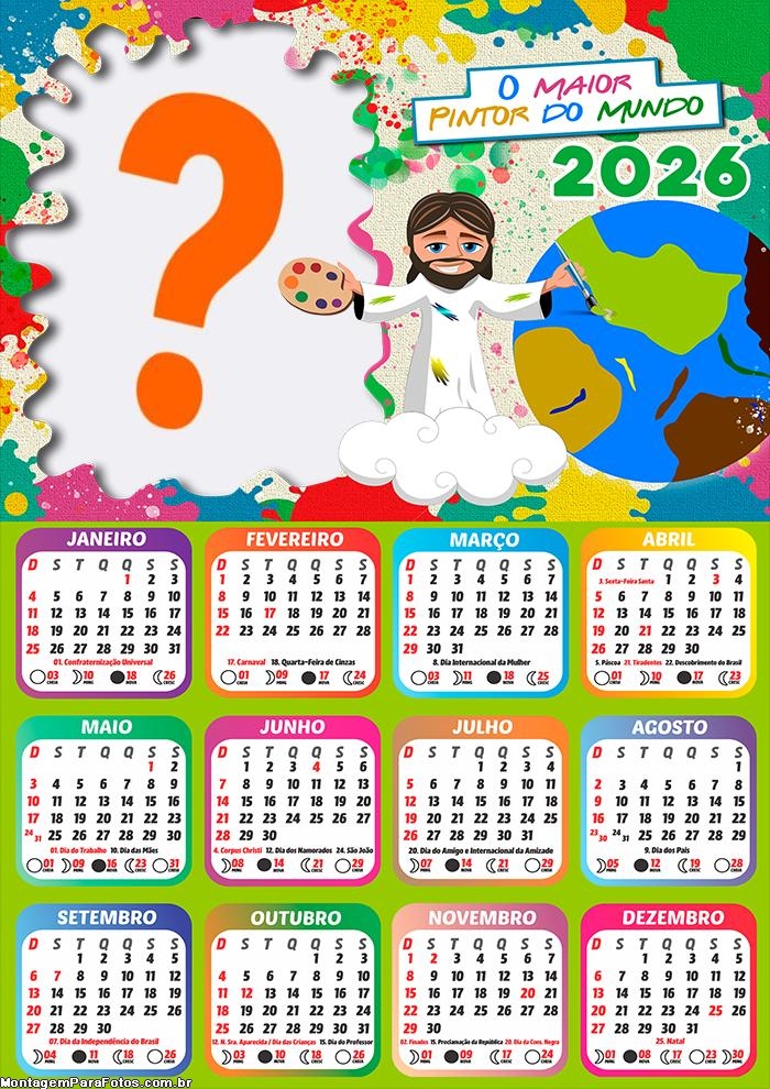 Calendário 2026 O Maior Pintor do Mundo Criar Montagem
