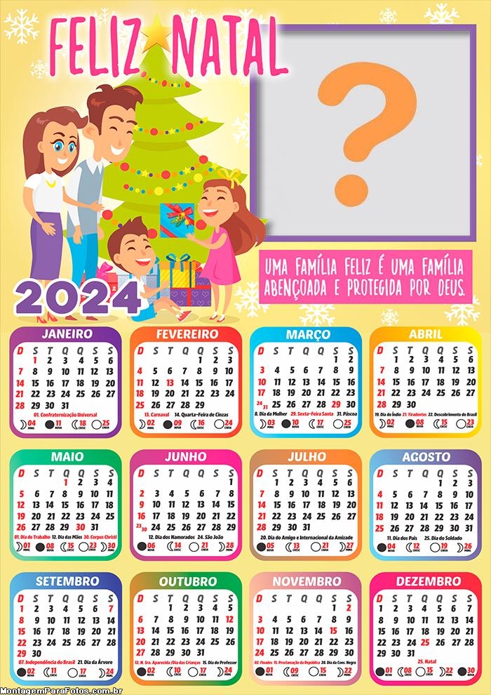 Foto em Calendário 2024 Família Abençoada Feliz Natal