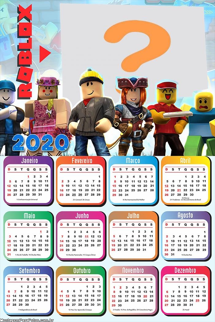 Calendário 2020 Roblox